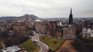 another ariel view of edinburg city in scotland
